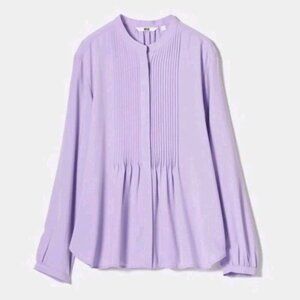 Uniqlo lilac pintuck  long sleeve blouse size XL